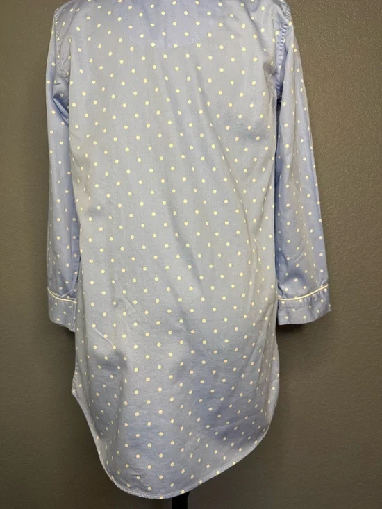 Lauren Ralph Lauren Polka Dot Pajama Top Women’s M Blue Cotton Button Down - Picture 8 of 13